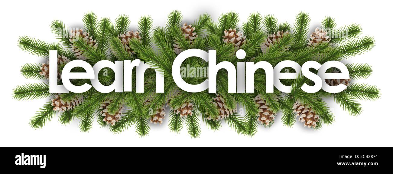 Impara il cinese in background natalizio - branchi di pino Foto Stock