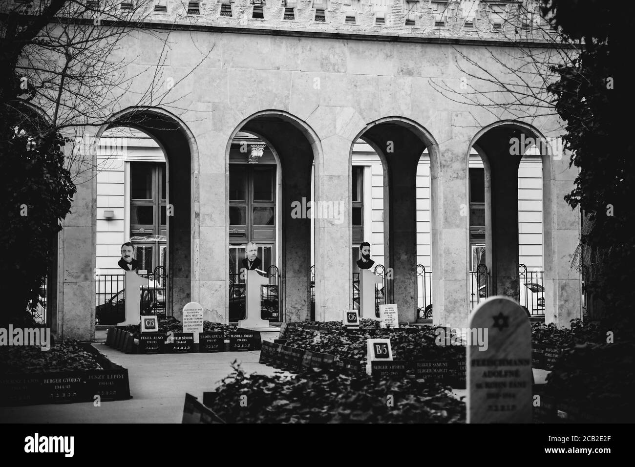BUDAPEST, UNGHERIA - 30 marzo 2017, Dettagli di architettura fotografica in bianco e nero della sinagoga di Budapest, Sinagoga di Dohany a Budapest, Ungheria Foto Stock