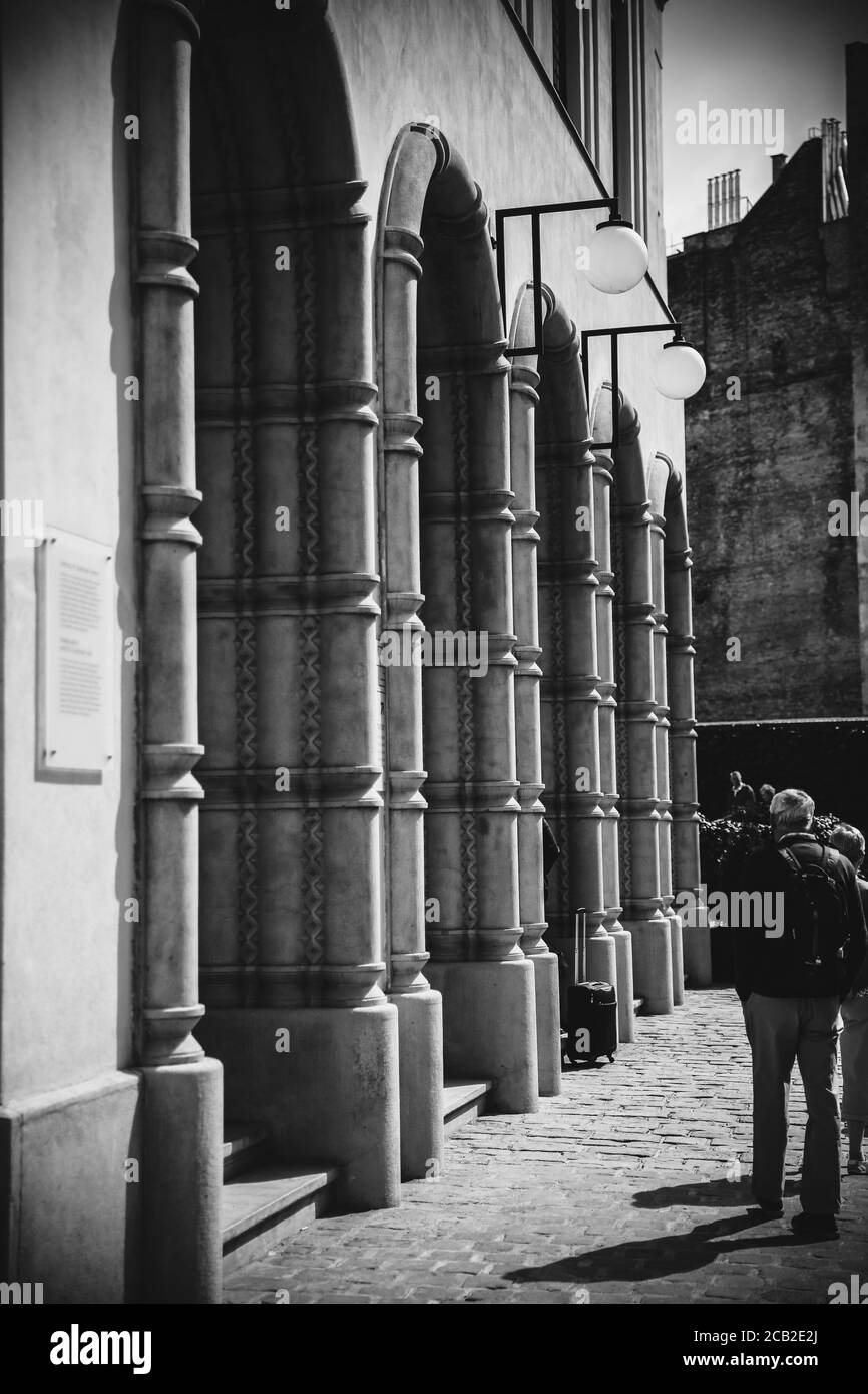 BUDAPEST, UNGHERIA - 30 marzo 2017, Dettagli di architettura fotografica in bianco e nero della sinagoga di Budapest, Sinagoga di Dohany a Budapest, Ungheria Foto Stock