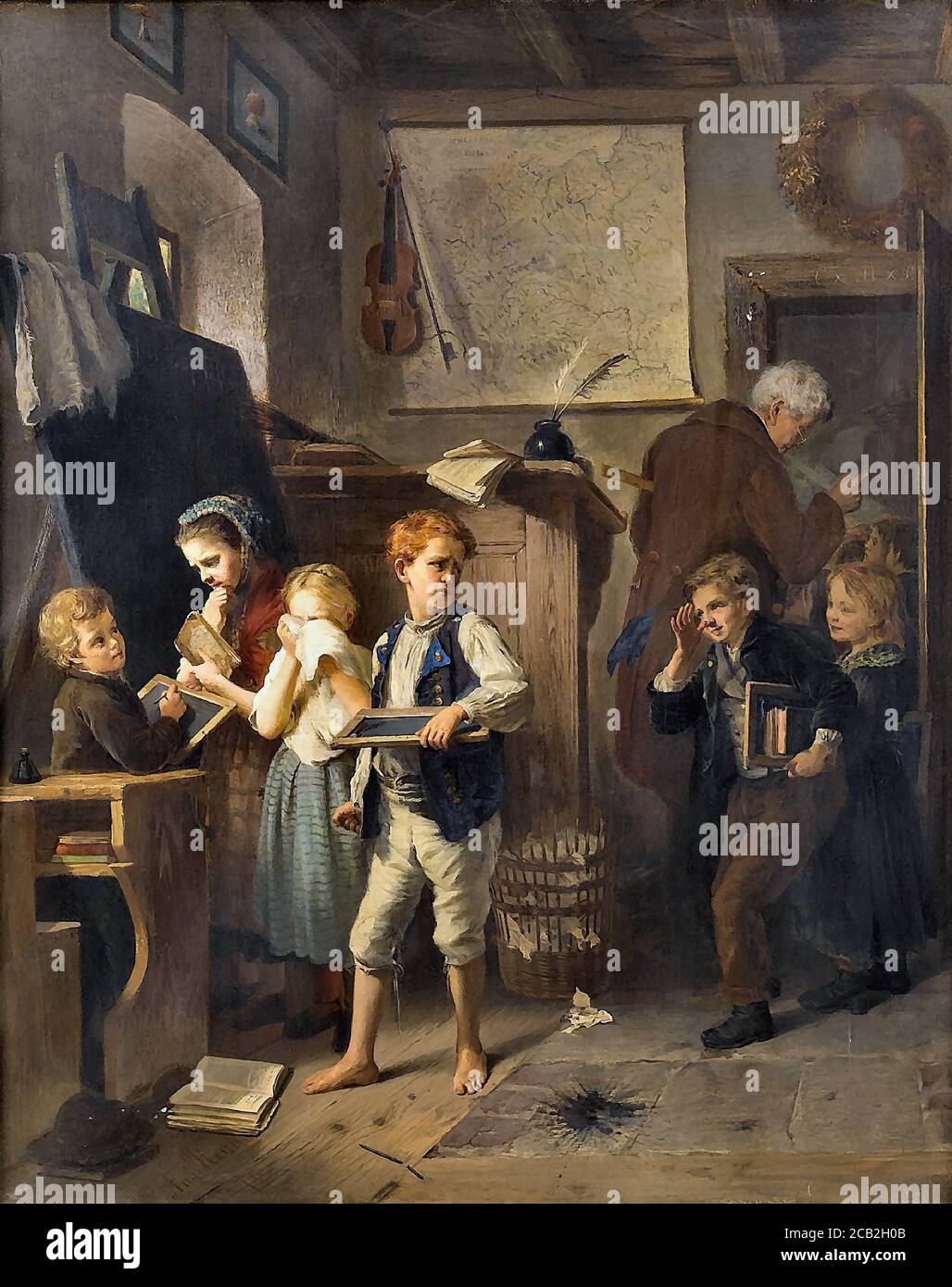 Heyn August - una classe indisciplinata - Scuola di tedesco - 19 ° secolo Foto Stock