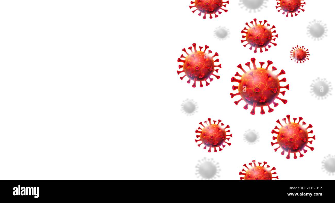 COVID-19, ,Abstract coronavirus desearse 2019 con le parole Covid-19, nCOV-2019 colore rosso con sfondo bianco visualizzazione 3D, illustrazione 3d Foto Stock