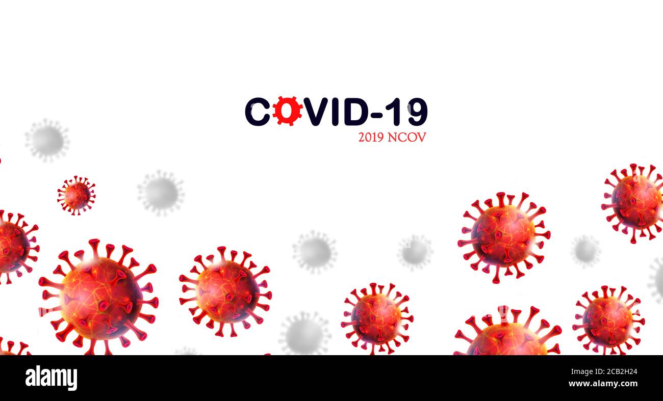 COVID-19, ,Abstract coronavirus desearse 2019 con le parole Covid-19, nCOV-2019 colore rosso con sfondo bianco visualizzazione 3D, illustrazione 3d Foto Stock