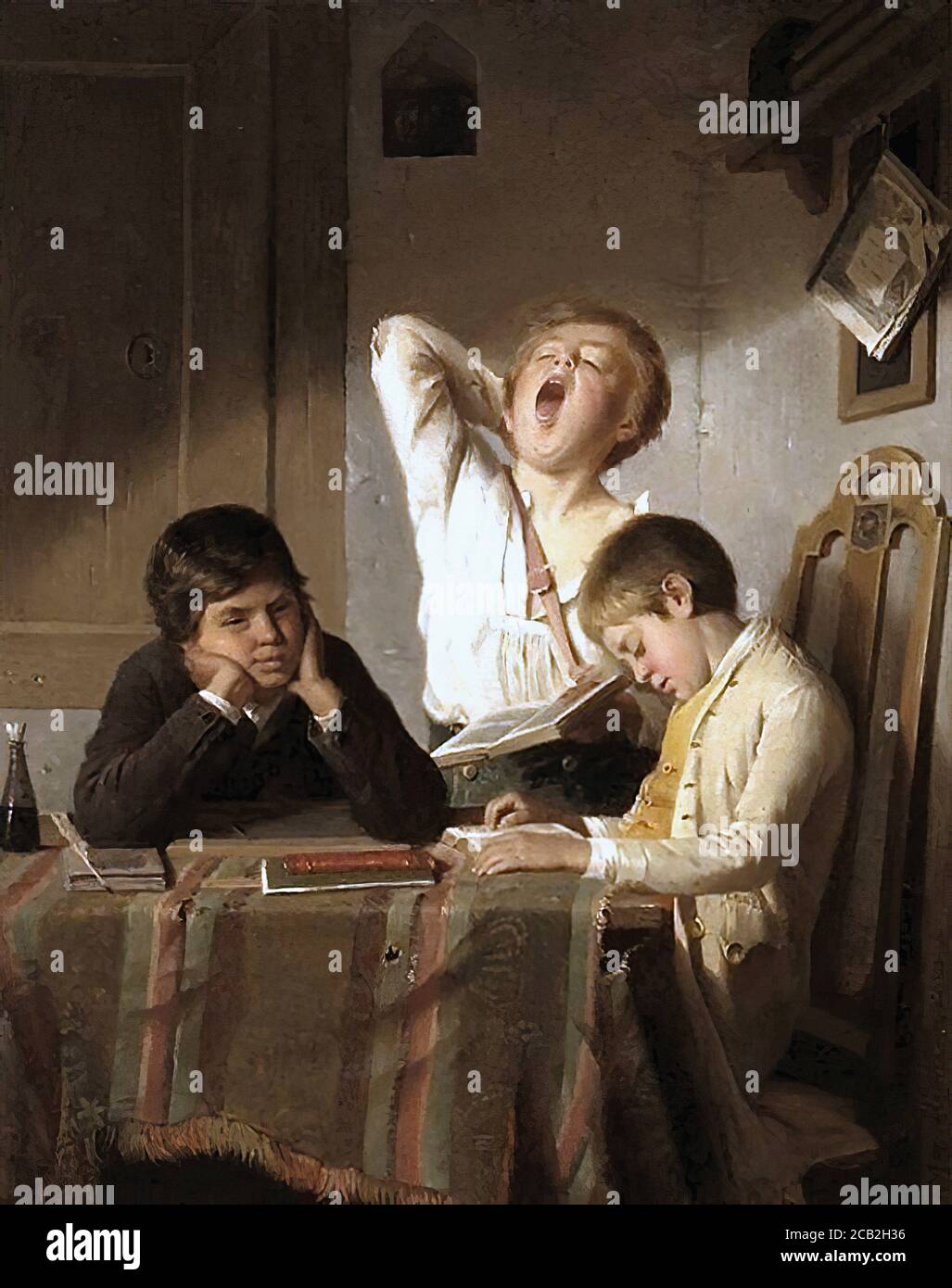 Heyn agosto - annoiato con le lezioni - Scuola di tedesco - 19 ° secolo Foto Stock