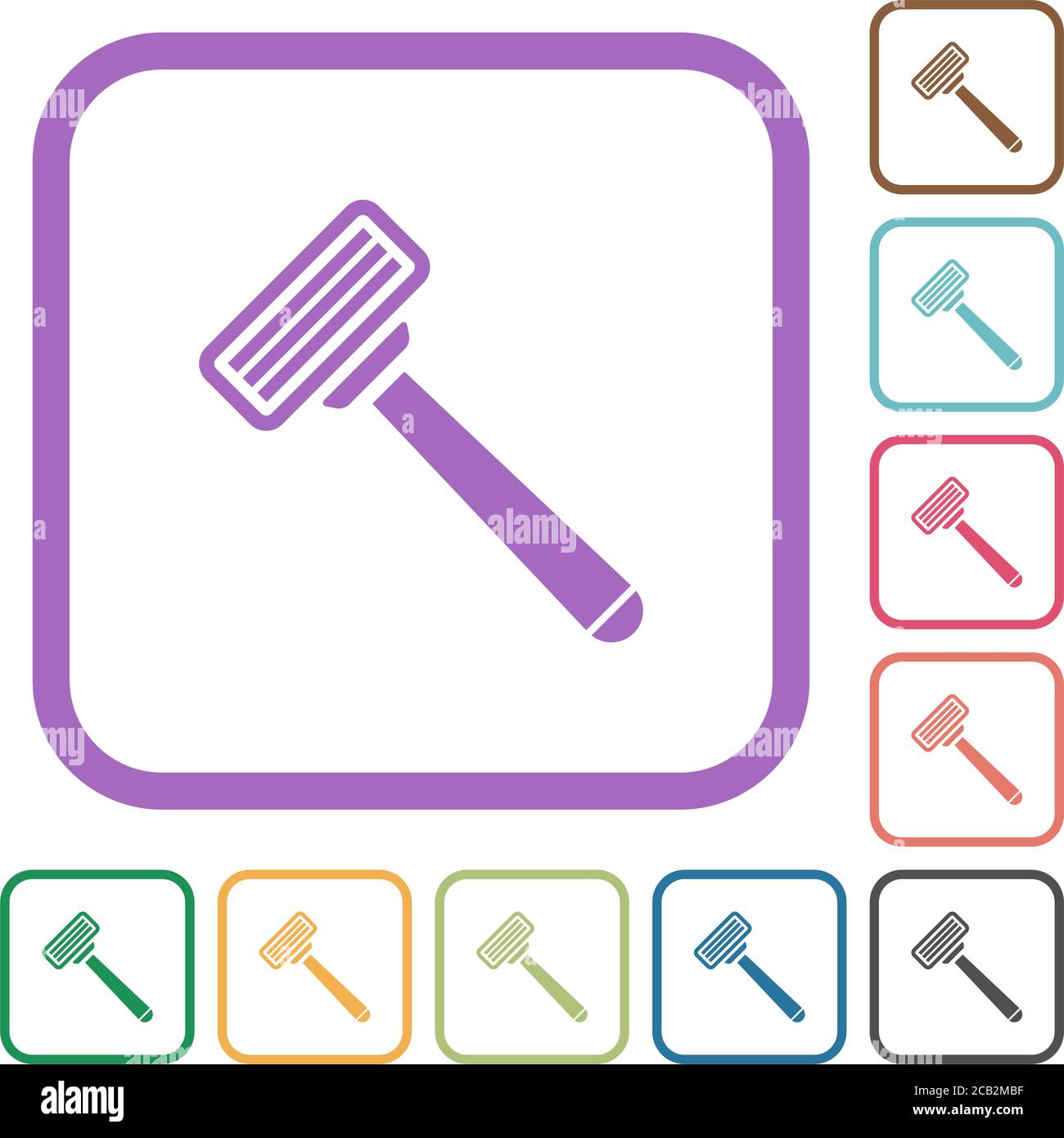 Icone semplici di colore arrotondato cornici quadrate su bianco sfondo Illustrazione Vettoriale