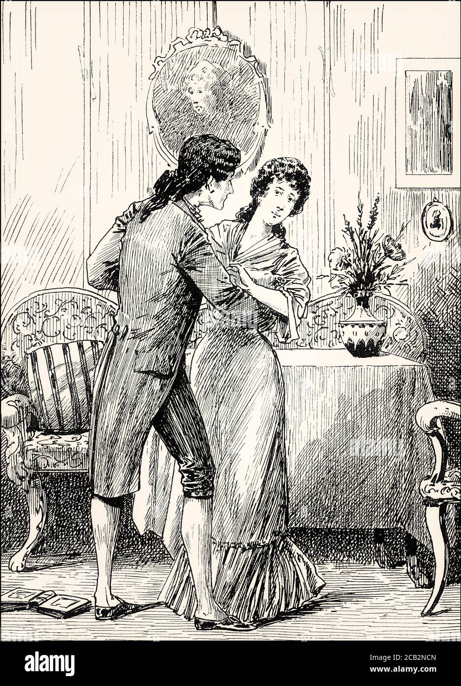 Charlotte e Werther ballano, The Sorrows of Young Werter, un romanzo di Johann Wolfgang von Goethe Foto Stock