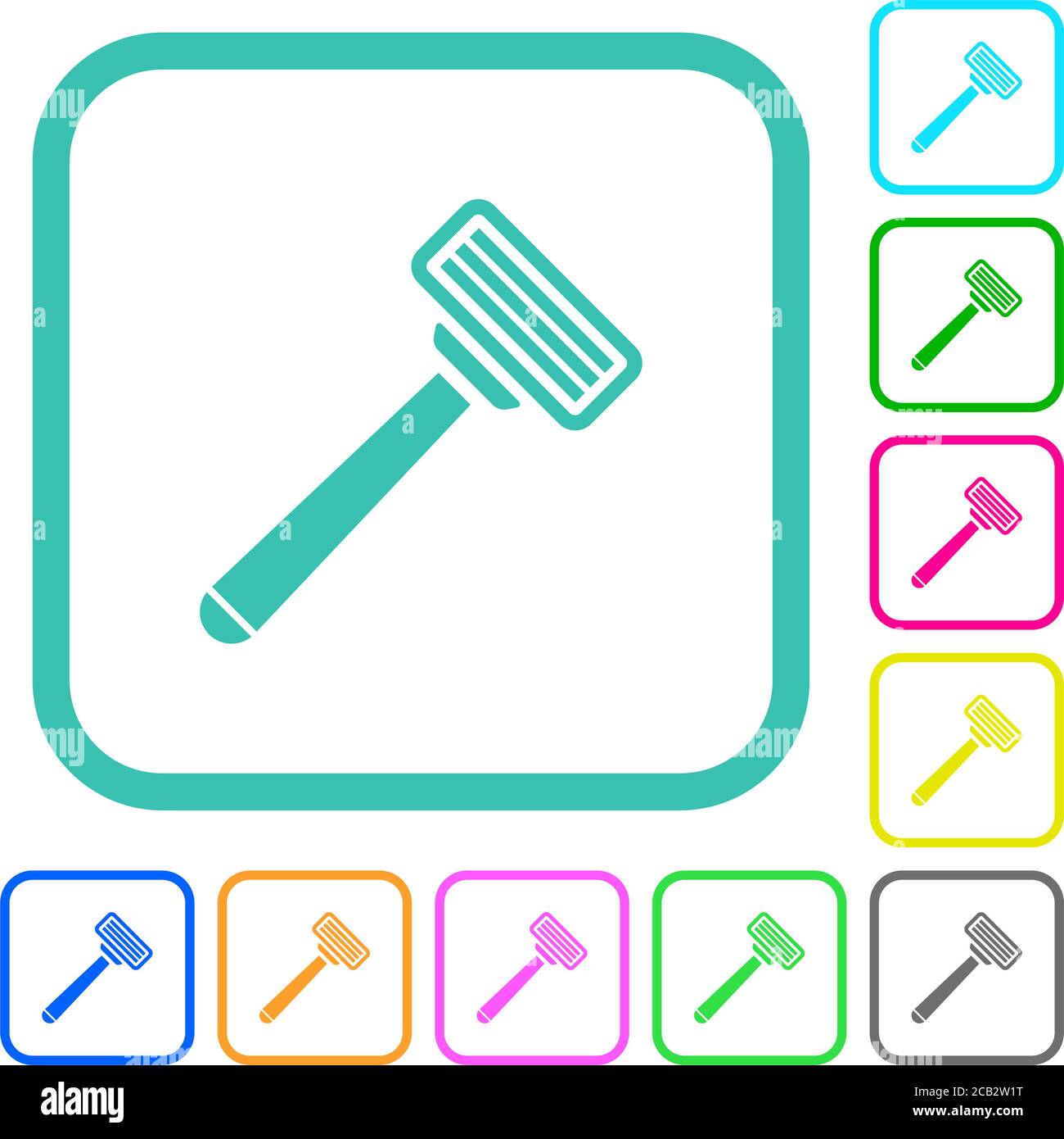 Icone piatte dai colori vivaci con bordi ricurvi su bianco sfondo Illustrazione Vettoriale