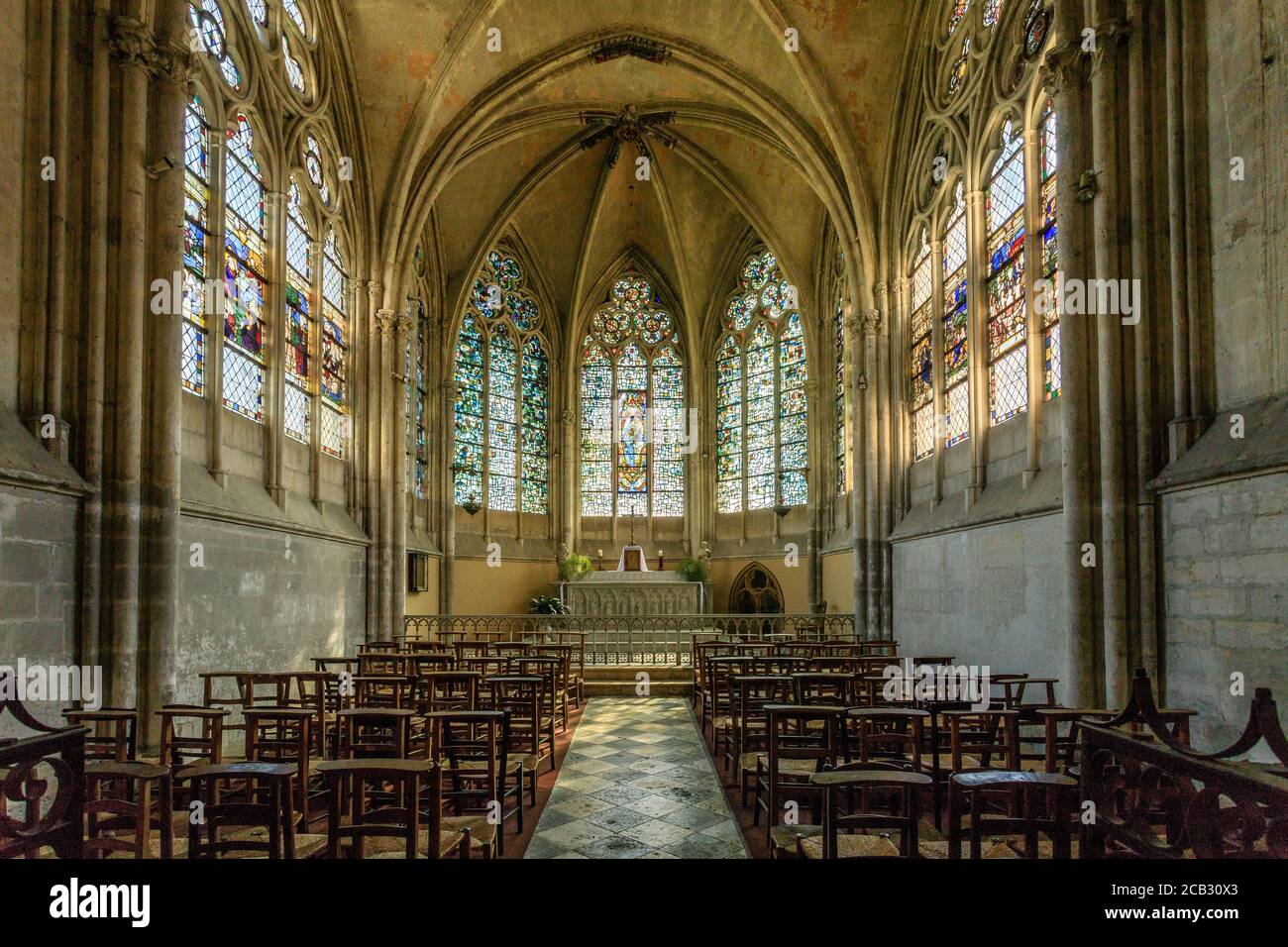 Francia, Loir et Cher, Vendome, Abbazia di Trinite, cappella gotica del Santissimo Sacramento // Francia, Loir-et-Cher (41), Vendôme, abbaye de la Trinité, Chap Foto Stock