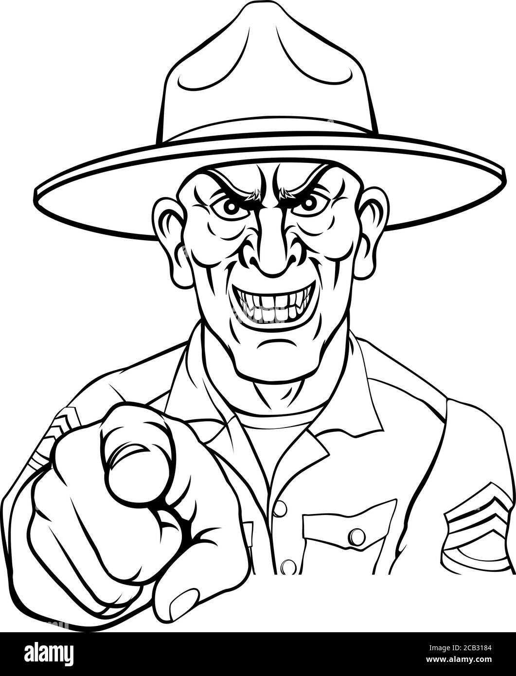 Esercito Bootcamp trapanare il sergente soldato Ponting Illustrazione Vettoriale