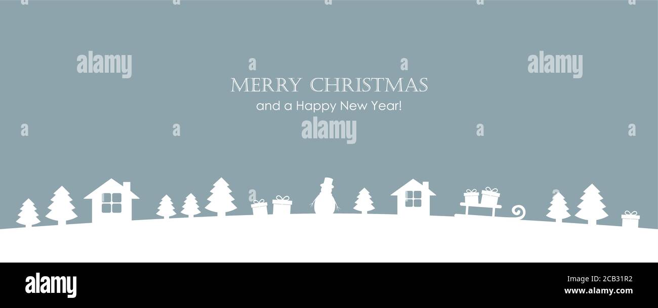 Banner invernale nella valle di natale con abeti e immagine vettoriale regalo EPS10 Illustrazione Vettoriale