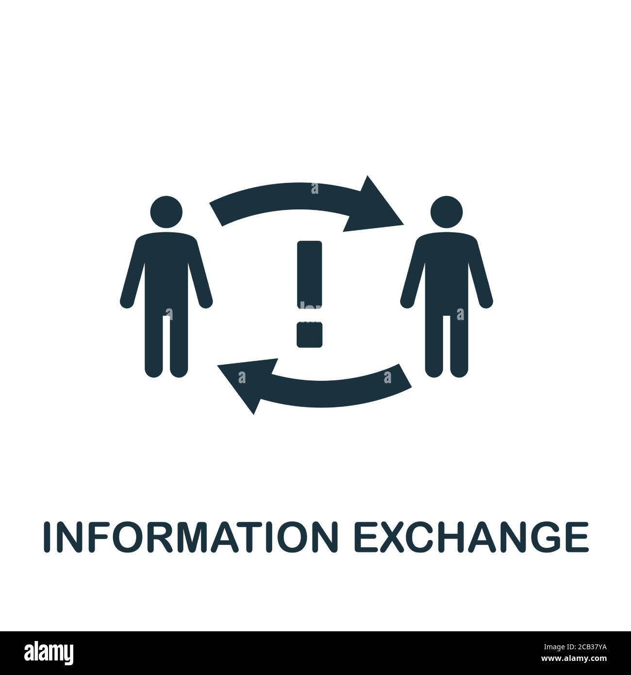 Icona Scambio informazioni. Elemento semplice della raccolta di tecnologie aziendali. Icona di scambio di informazioni compilata per modelli, infografiche e altro ancora Illustrazione Vettoriale