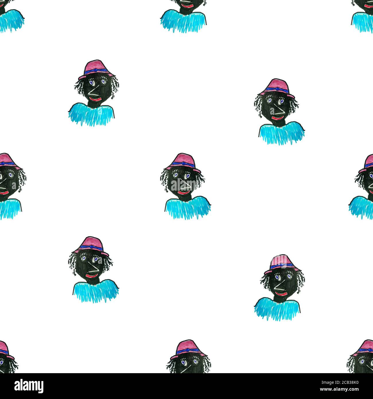 Pinocchio nero motivo di stile abbozzato che disegna un motivo senza giunture Foto Stock