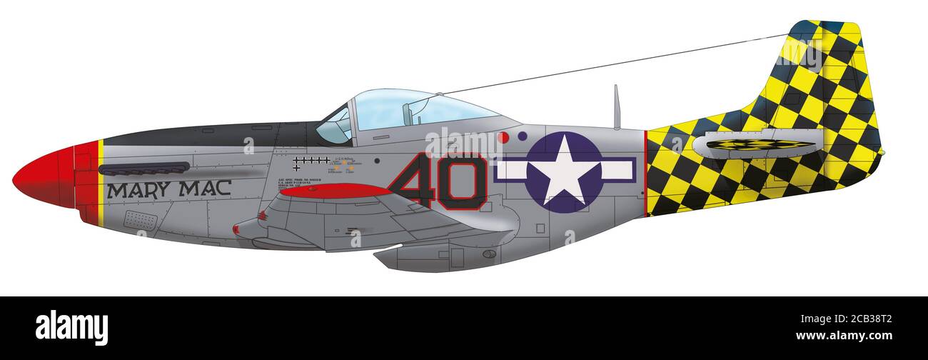 North American P-51D Mustang pilotato dal tenente Gordon H. McDaniel del 318esimo Fighter Squadron del 325esimo Fighter Group USAAF, primavera 1945 Foto Stock