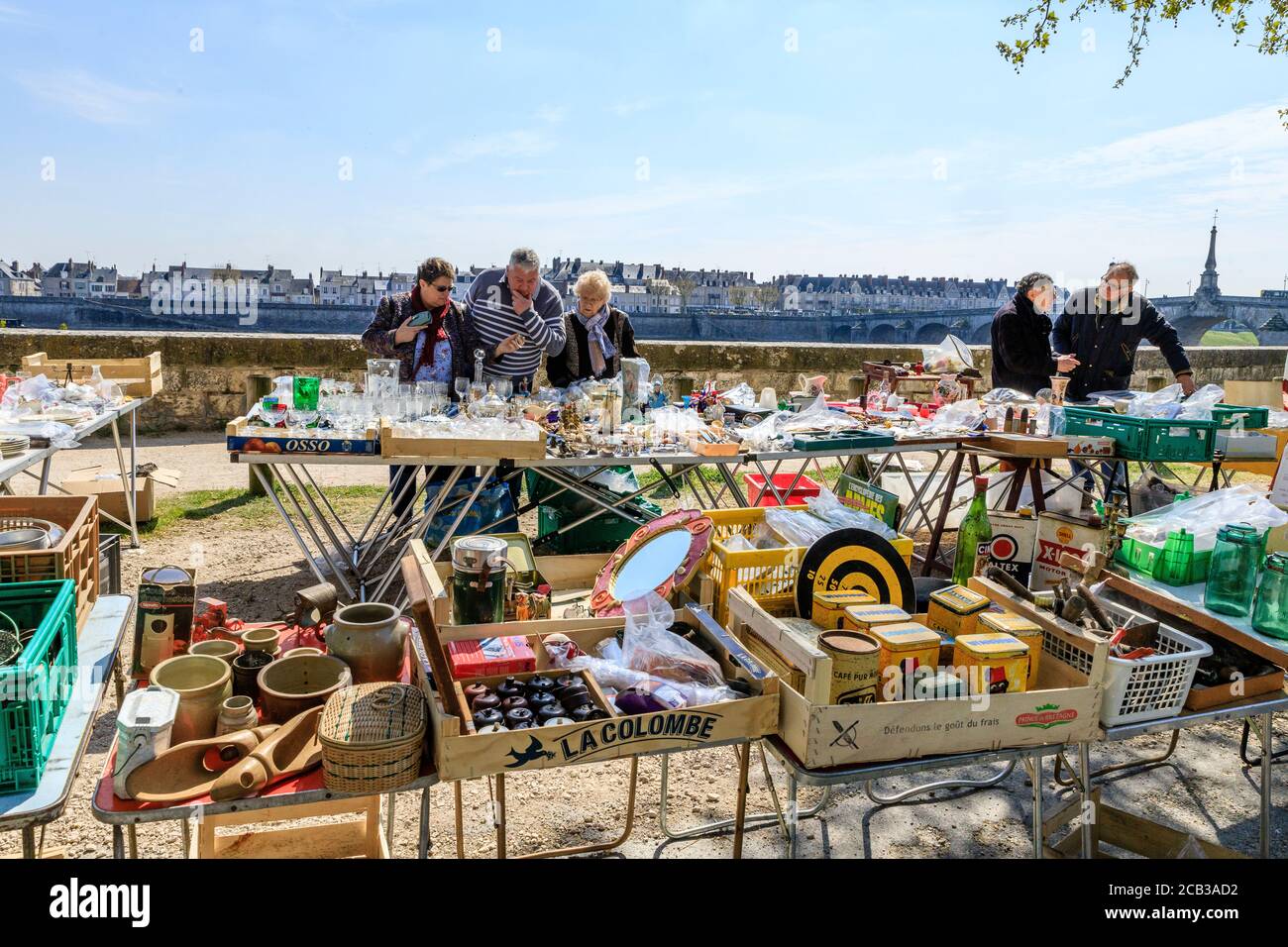 Francia, Loir et Cher, Valle della Loira Patrimonio Mondiale dell'UNESCO, Blois, mercato delle pulci sulla Promenade du Mail // Francia, Loir-et-Cher (41), Val d Foto Stock