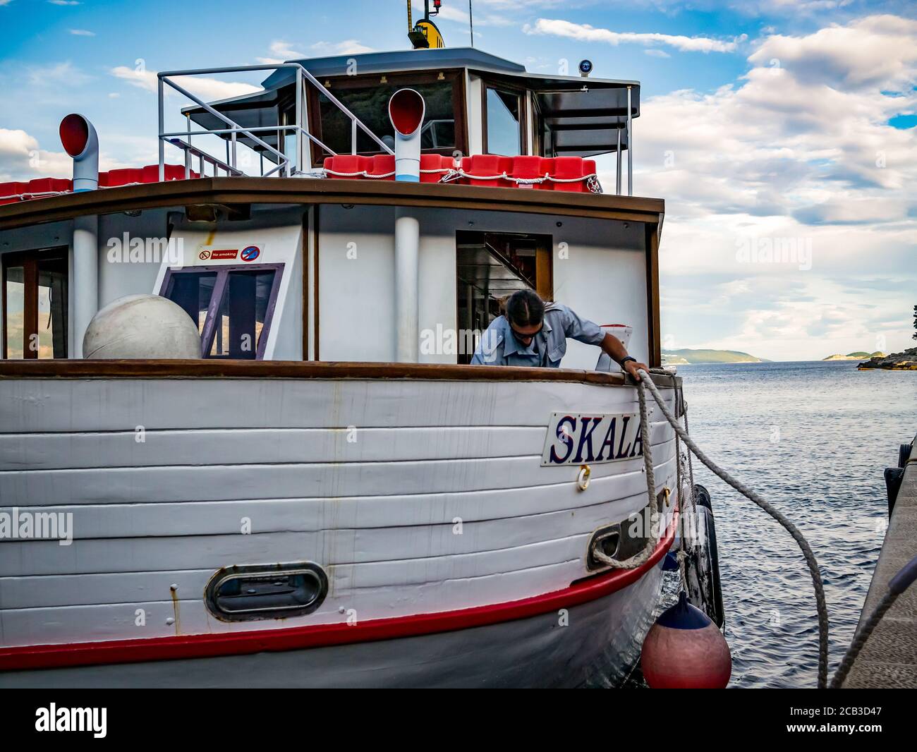 Traghetto Barca SKALA sbarco, Croazia Dubrovnik Foto Stock