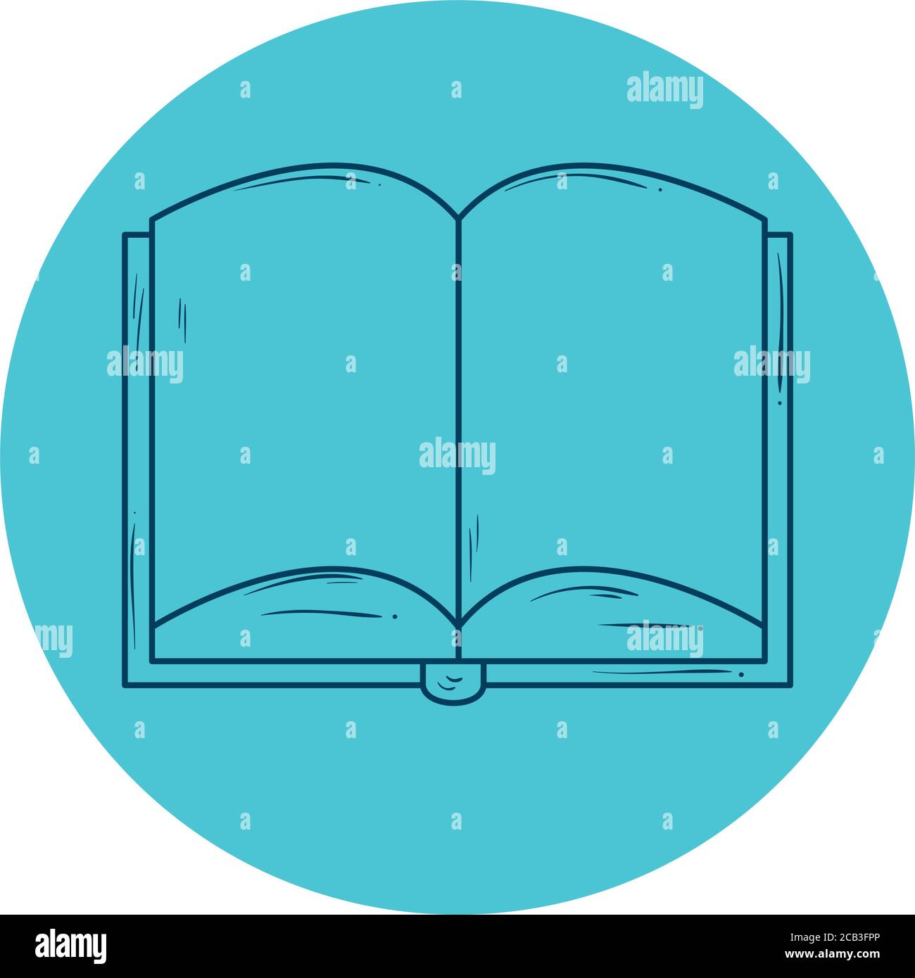 apri la documentazione del libro, stile della linea nella cornice circolare Illustrazione Vettoriale