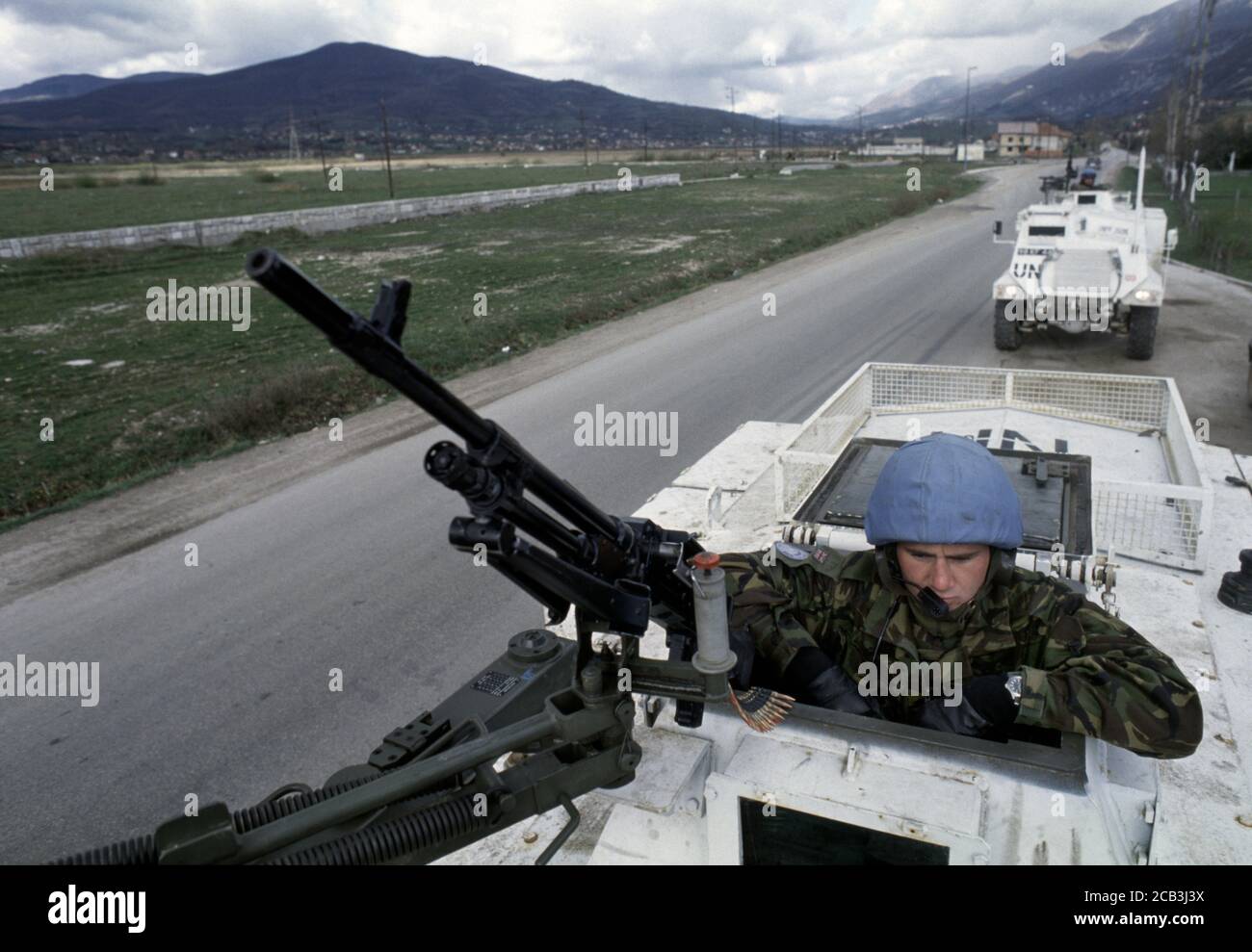 3 aprile 1994 durante la guerra in Bosnia: Esercito britannico Ass Sassoni del Reggimento del Duca di Wellington su Route Diamond, a nord-ovest di Vitez. Foto Stock