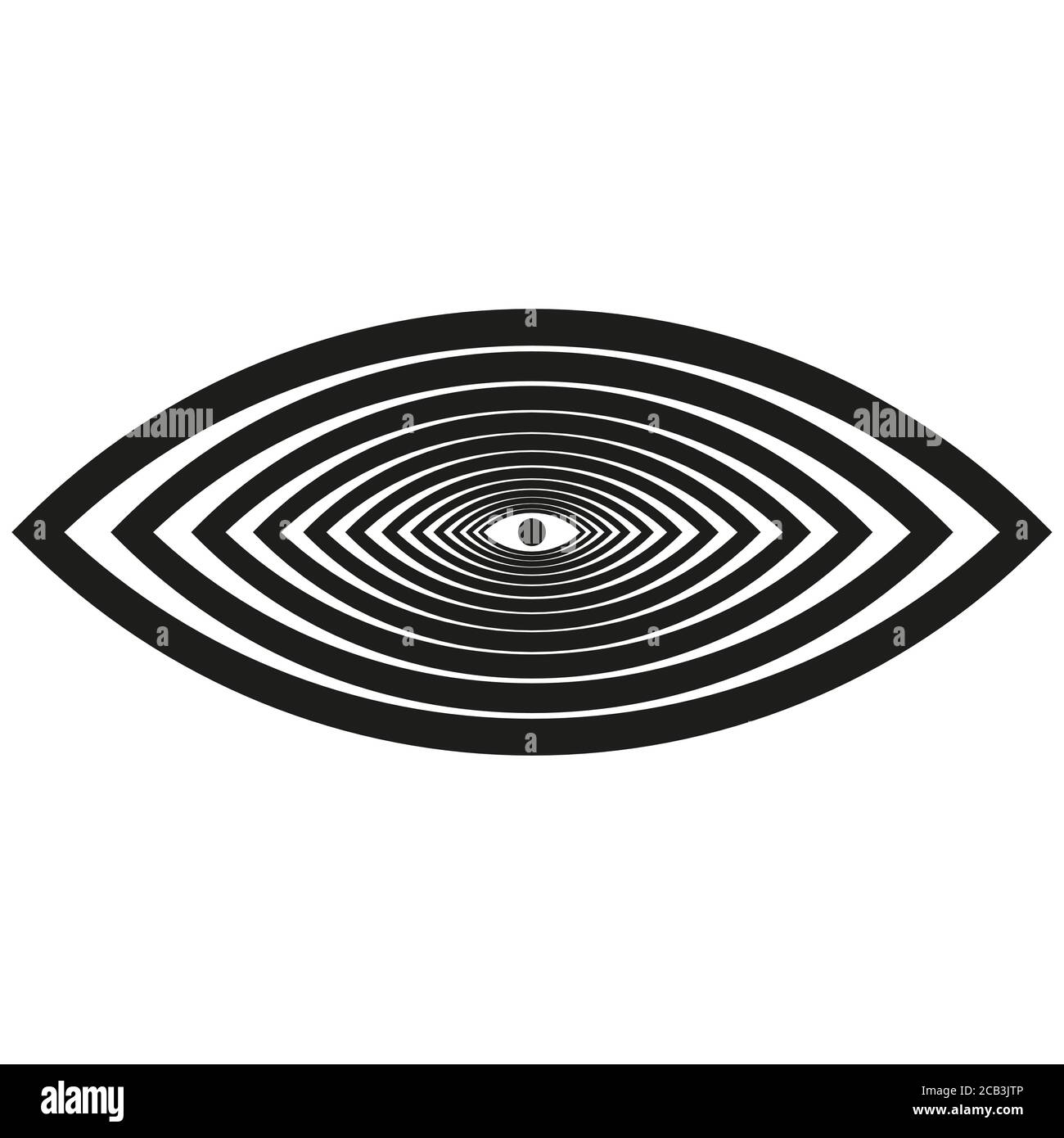 Illusione ipnotica dell'occhio. Occhio a tutti. Illustrazione vettoriale isolata del simbolo del muratore illuminato Illustrazione Vettoriale