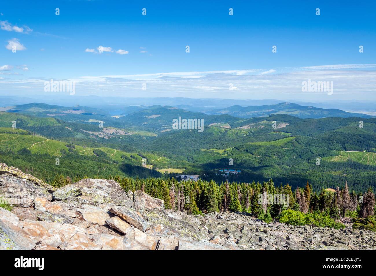Vista dal Mount Spokane state Park, la vetta più alta della contea di Spokane, che si affaccia sull'entroterra nord-occidentale, Stati Uniti Foto Stock