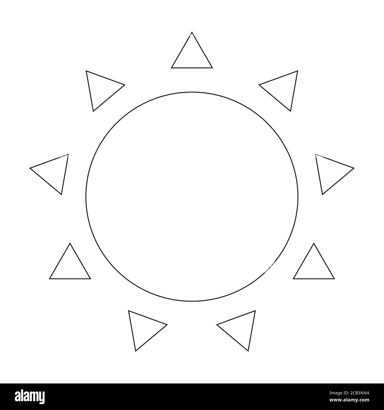 Icona del sole del contorno. Simbolo del giorno del vettore del sole Illustrazione Vettoriale