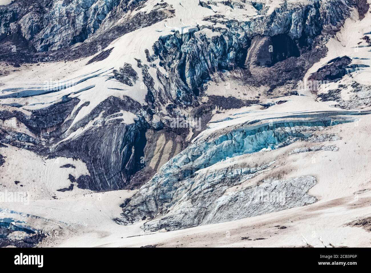 Impressionante ghiacciaio Nisqually a luglio nel Mount Rainier National Park, Washington state, USA Foto Stock