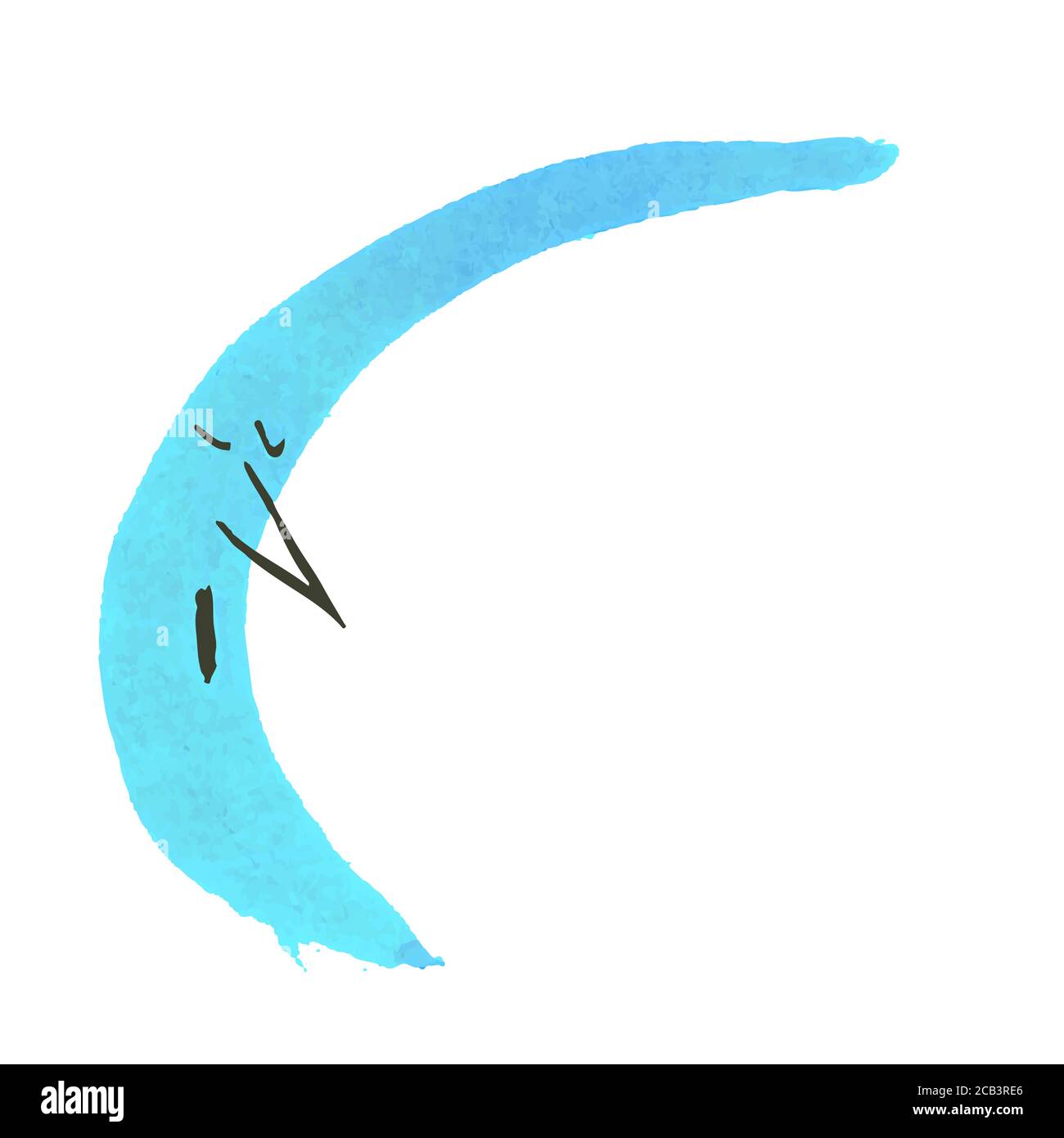 Pennellate espressive Handrawn Pennello Strokes Cartoon Blue Moon Illustrazione Vettoriale