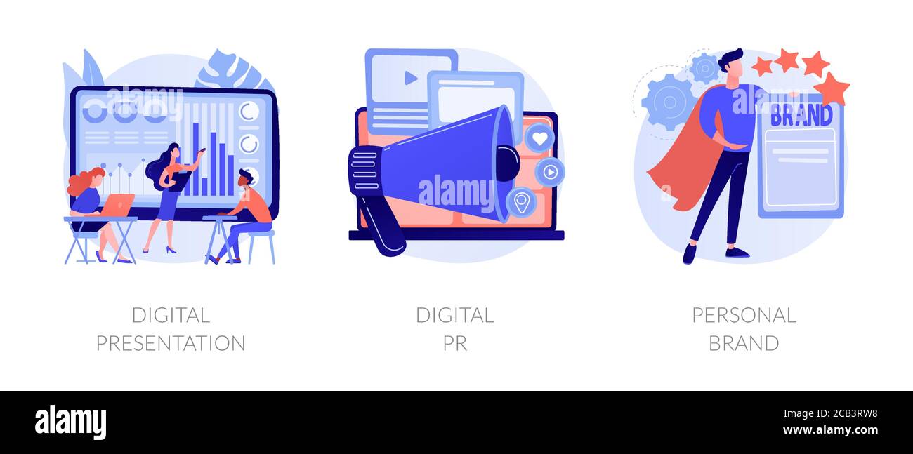 Metafore di concetto vettoriale di comunicazione digitale. Illustrazione Vettoriale