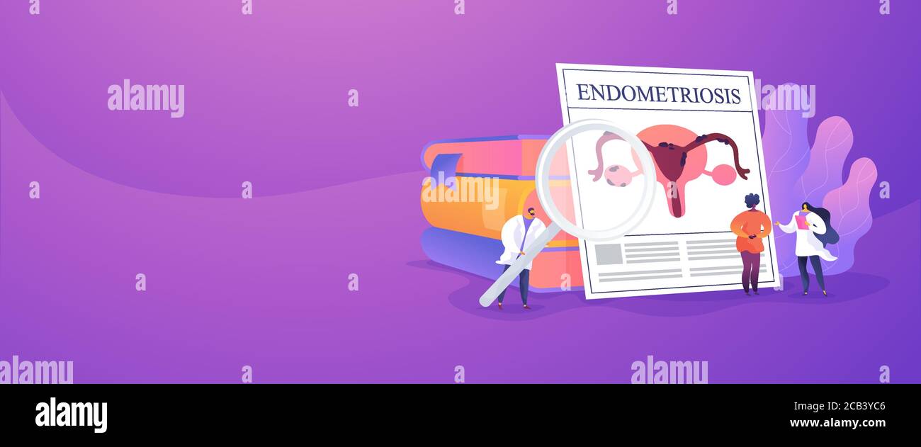 Intestazione del banner del concetto di endometriosi. Illustrazione Vettoriale
