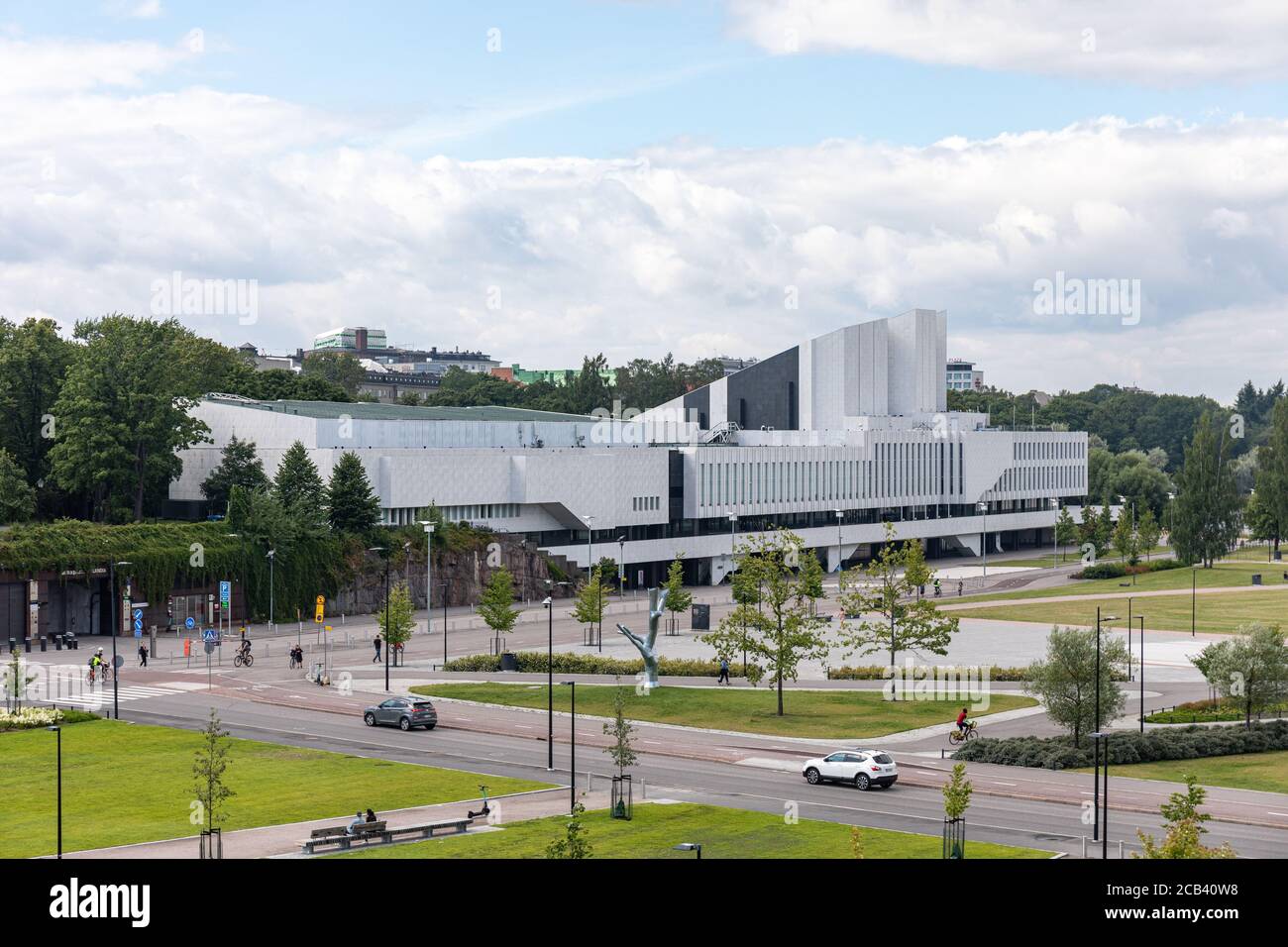 Sede di congressi ed eventi Finlandia Hall, progettata dall'architetto Alvar Aalto e completata nel 1971, nel distretto di Töölö a Helsinki, Finlandia Foto Stock