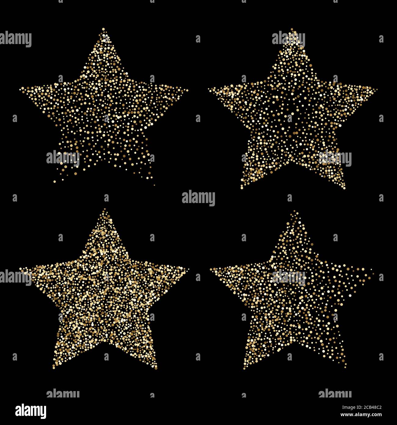 Stelle dorate di lusso su particelle di confetti nere e dorate scintillanti su sfondo scuro. Puntini dorati sparsi. Illustrazione vettoriale. Icona floreale premium. Illustrazione Vettoriale