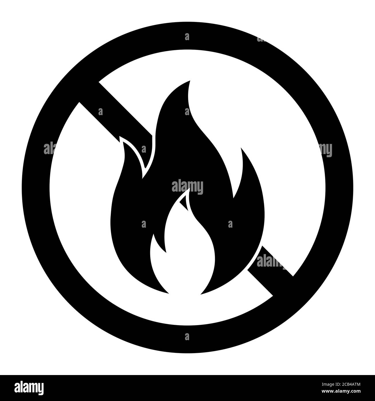 Nessun segno di incendio fiamma vietata attenzione simbolo icona simbolo illustrazione vettoriale Illustrazione Vettoriale