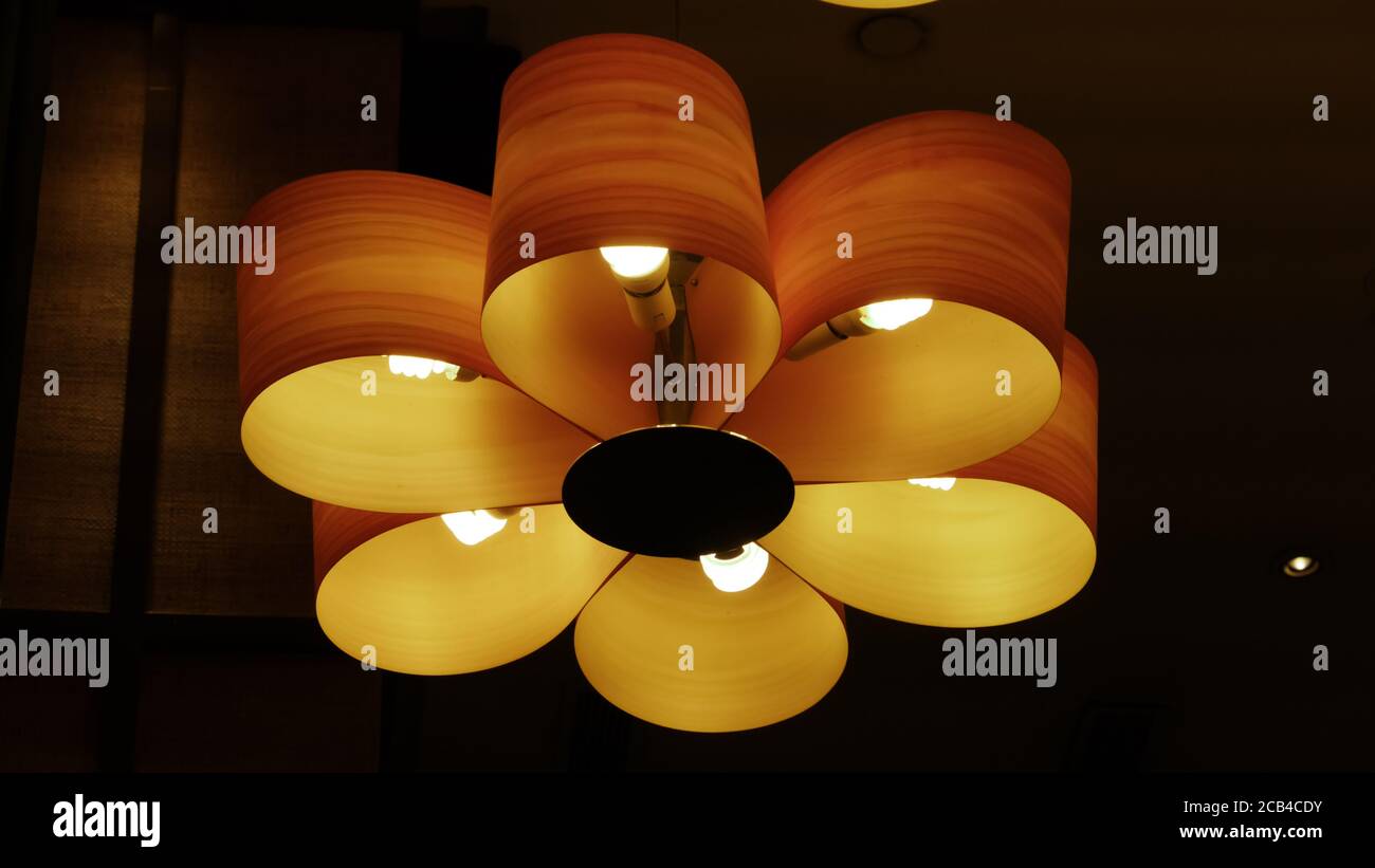 Primo piano di un lampadario progettato come una margherita fiore Foto Stock