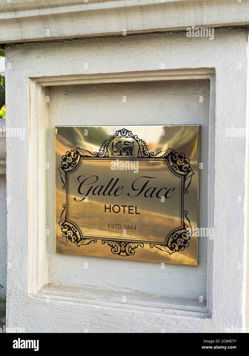 dh Galle Face Hotel COLOMBO CITY SRI LANKA Alberghi Brass targa esterna all'ingresso Foto Stock