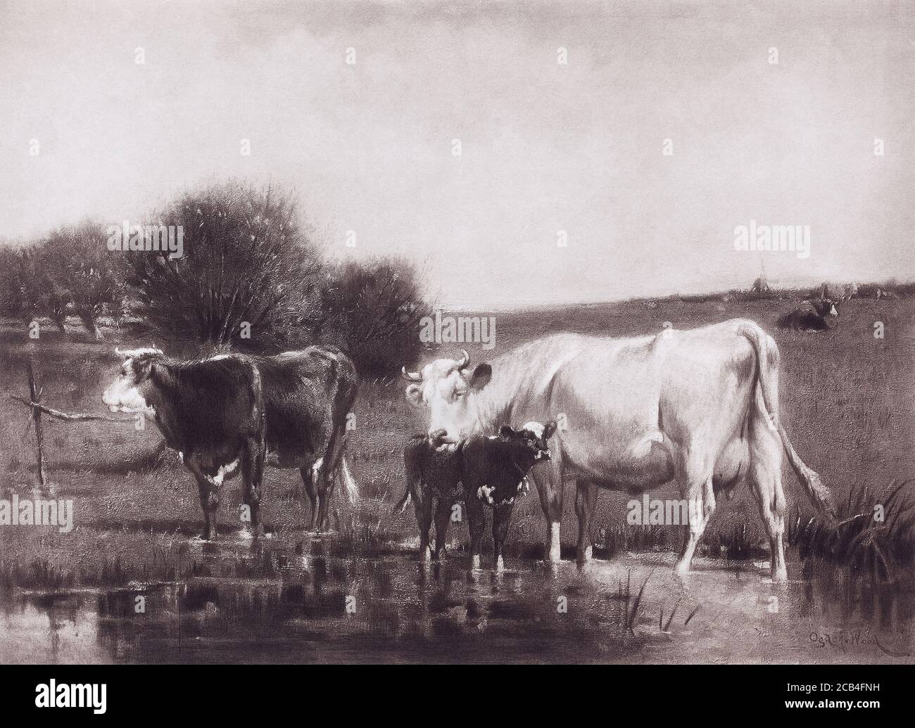 1890 Fotografia di un dipinto di legno di Ogden con una didascalia, in aperto Foto Stock