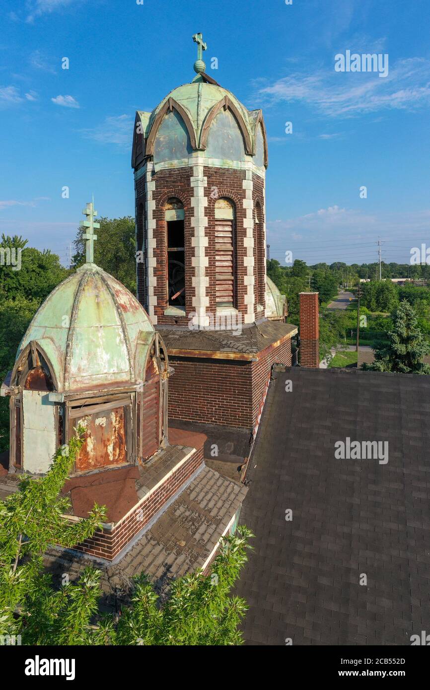 Detroit, Michigan - la Chiesa ortodossa di Szent Janos servì decine di migliaia di immigrati ungheresi che si stabilirono nel quartiere di Delray. Il churc Foto Stock