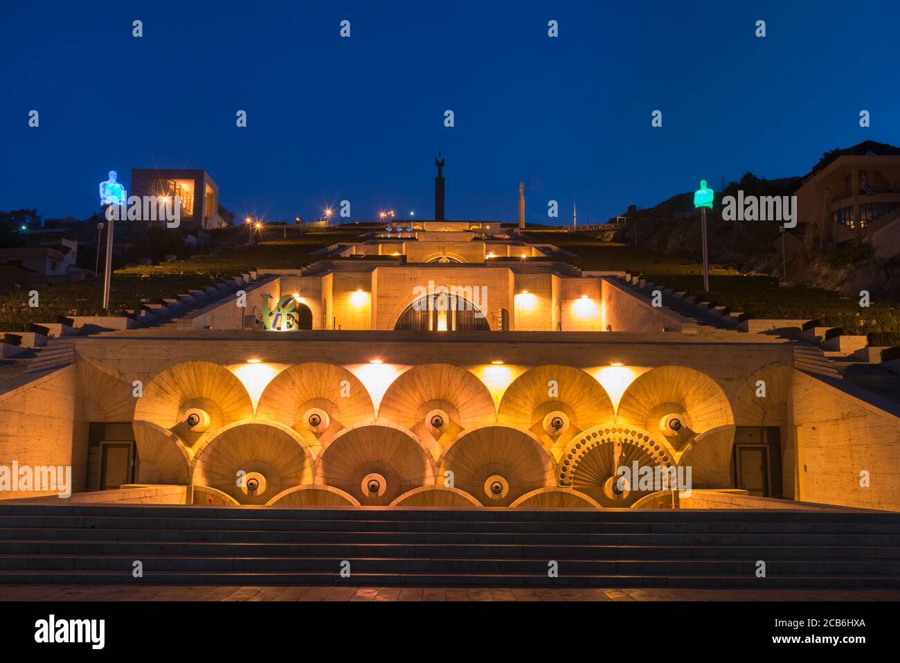 Yerevan cascata all'alba, Armenia, Medio Oriente e Asia Foto Stock