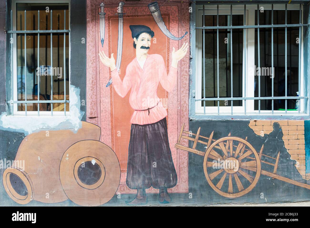 Vecchia Tbilisi, decorazione murale, Georgia, nel Caucaso, Medio Oriente e Asia Foto Stock