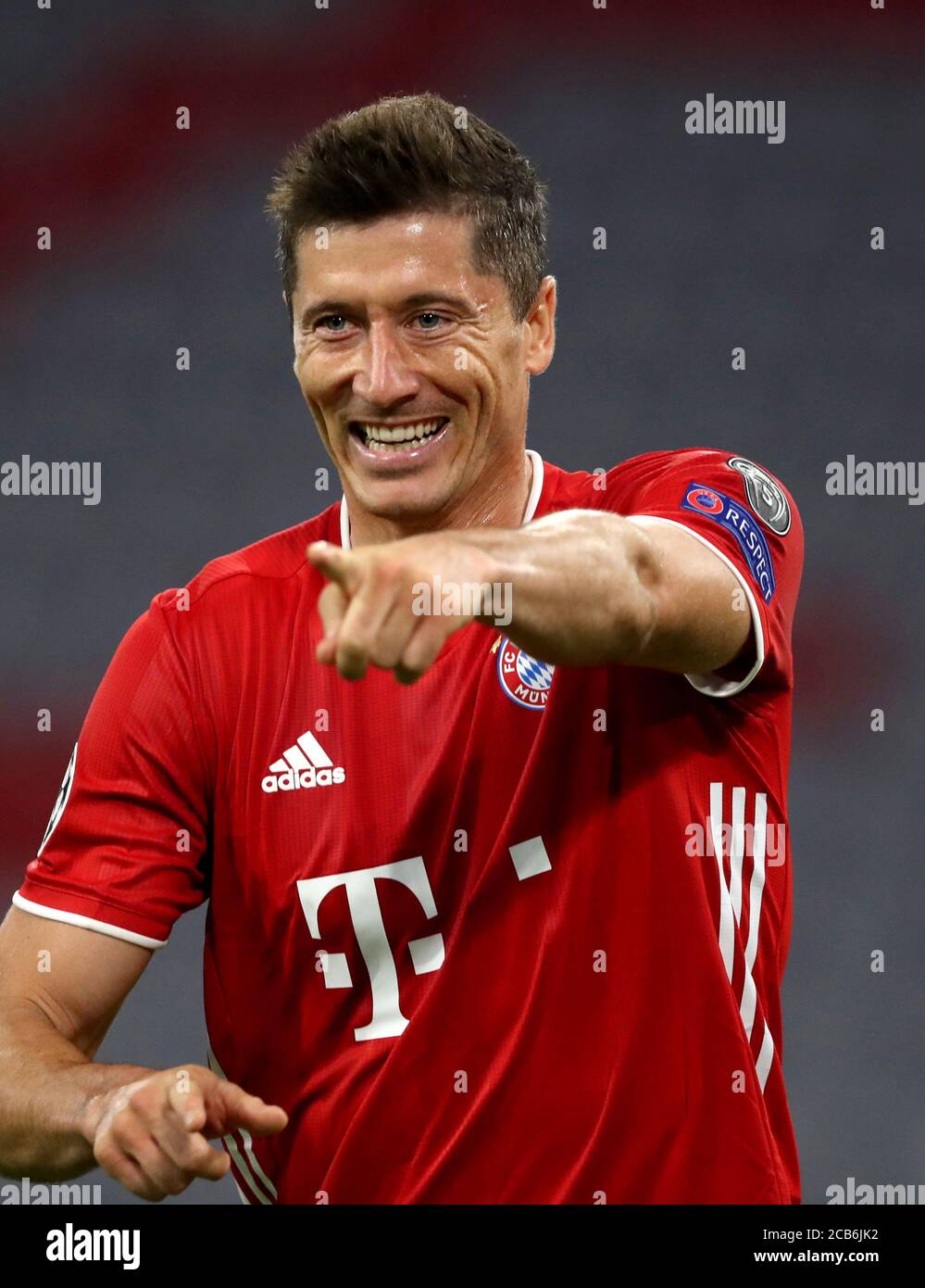 Monaco, Germania, 8 agosto 2020, Robert LEWANDOWSKI, FCB 9 celebra il suo obiettivo, felice, ridere, celebrazione, 4-1 nella Champions League match FC BAYERN MUENCHEN - FC CHELSEA in der 1.Bundesliga, Saison 2019/2020, © Peter Schatz / Alamy Stock Photos / Stefan Matzke / Sampics/Pool importante: NESSUNA VENDITA SECONDARIA (RI-) ENTRO 48 ore DOPO IL KICK-off nazionale e internazionale News-Agenzie SOLO per uso editoriale Foto Stock