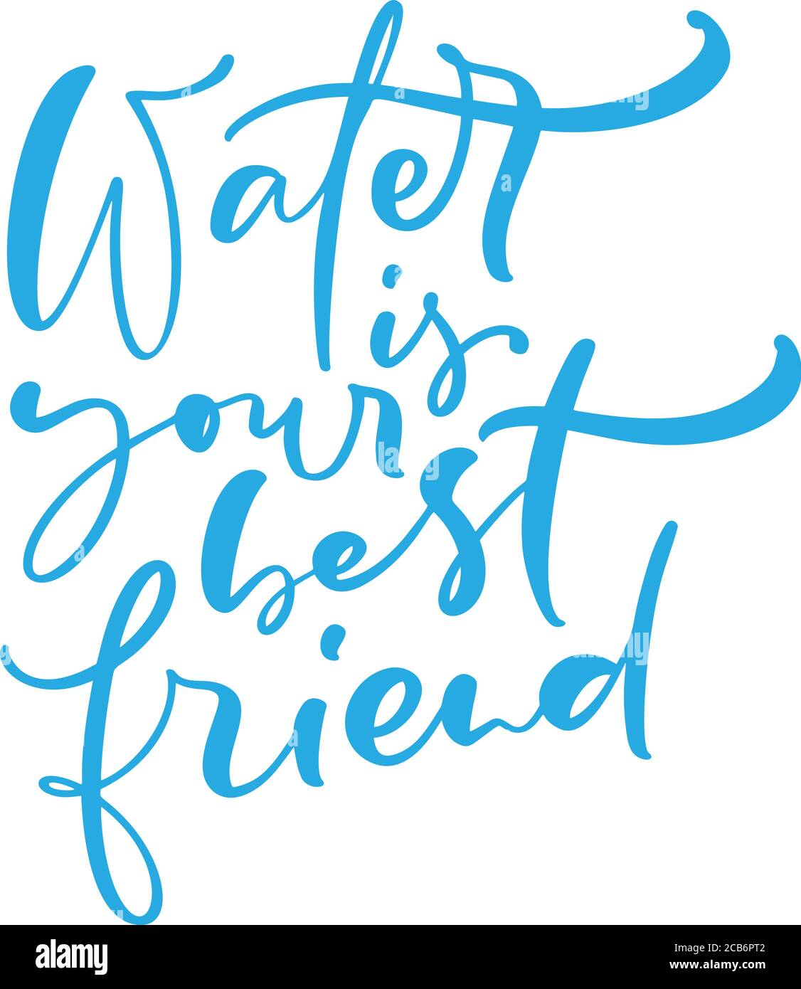 L'acqua è il vostro migliore amico Blue vettore scritta a mano citazione con gocce. Slogan tipografico. Frase disegnata a mano. Stile di vita sano, poster Illustrazione Vettoriale