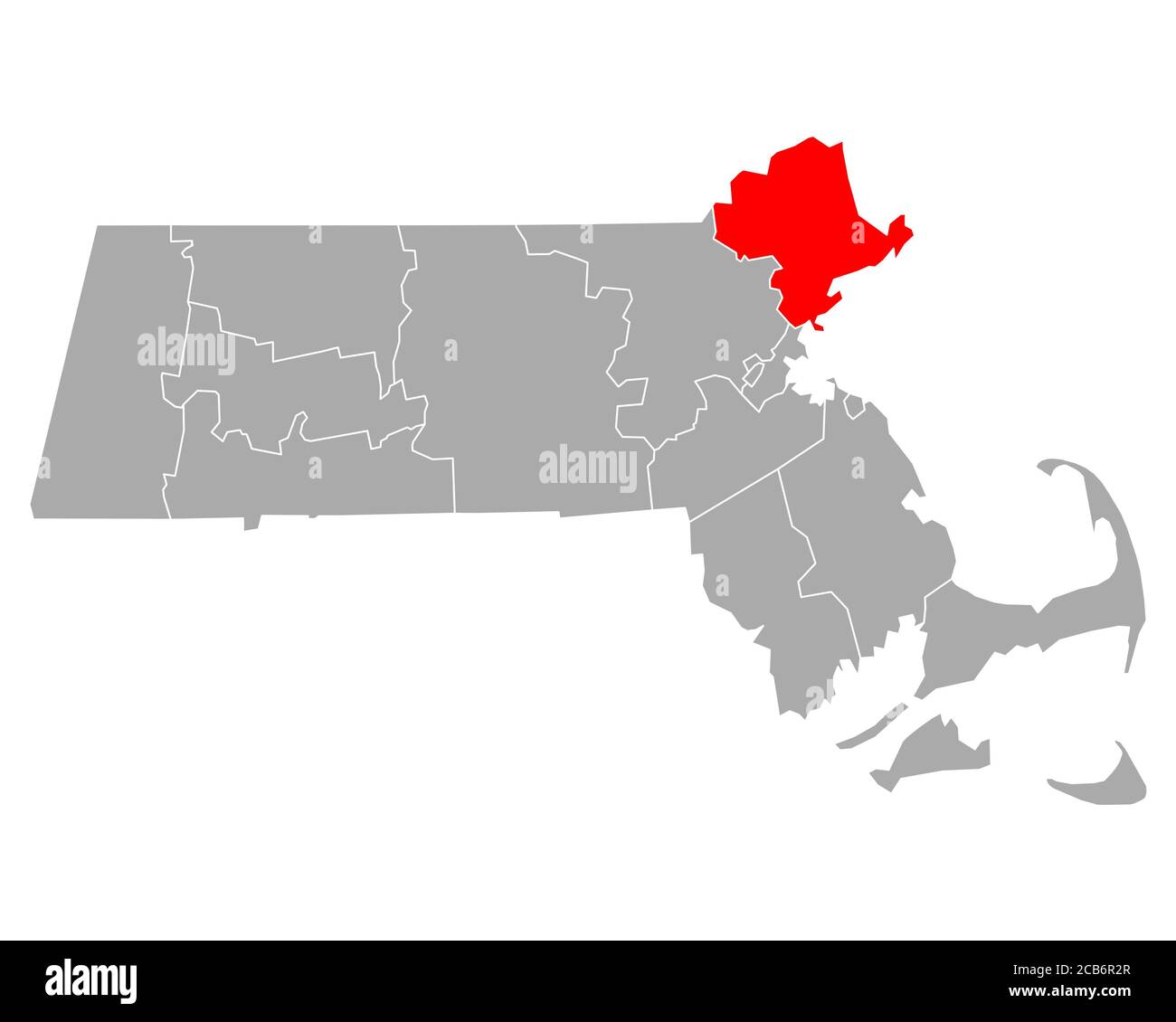 Essex sulla mappa di Massachusetts Foto Stock