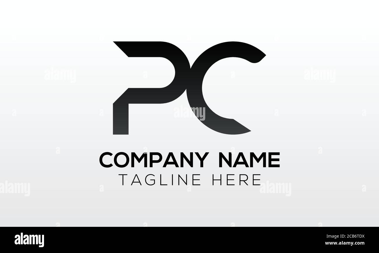 Logo iniziale della lettera del PC con il modello vettoriale della tipografia creativa moderna del business. Creative Letter PC Logo Vector. Illustrazione Vettoriale