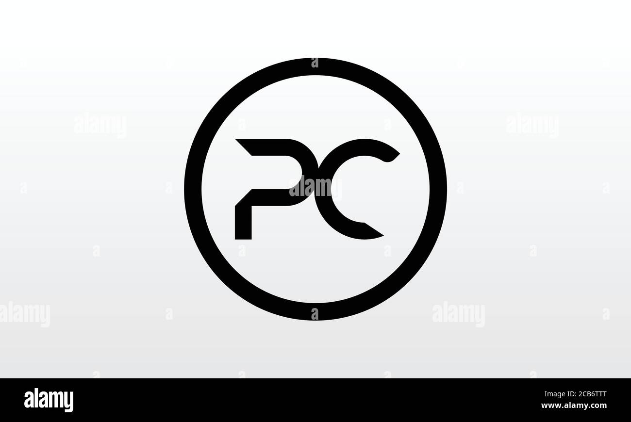 Logo iniziale della lettera del PC con il modello vettoriale della tipografia creativa moderna del business. Creative Letter PC Logo Vector. Illustrazione Vettoriale