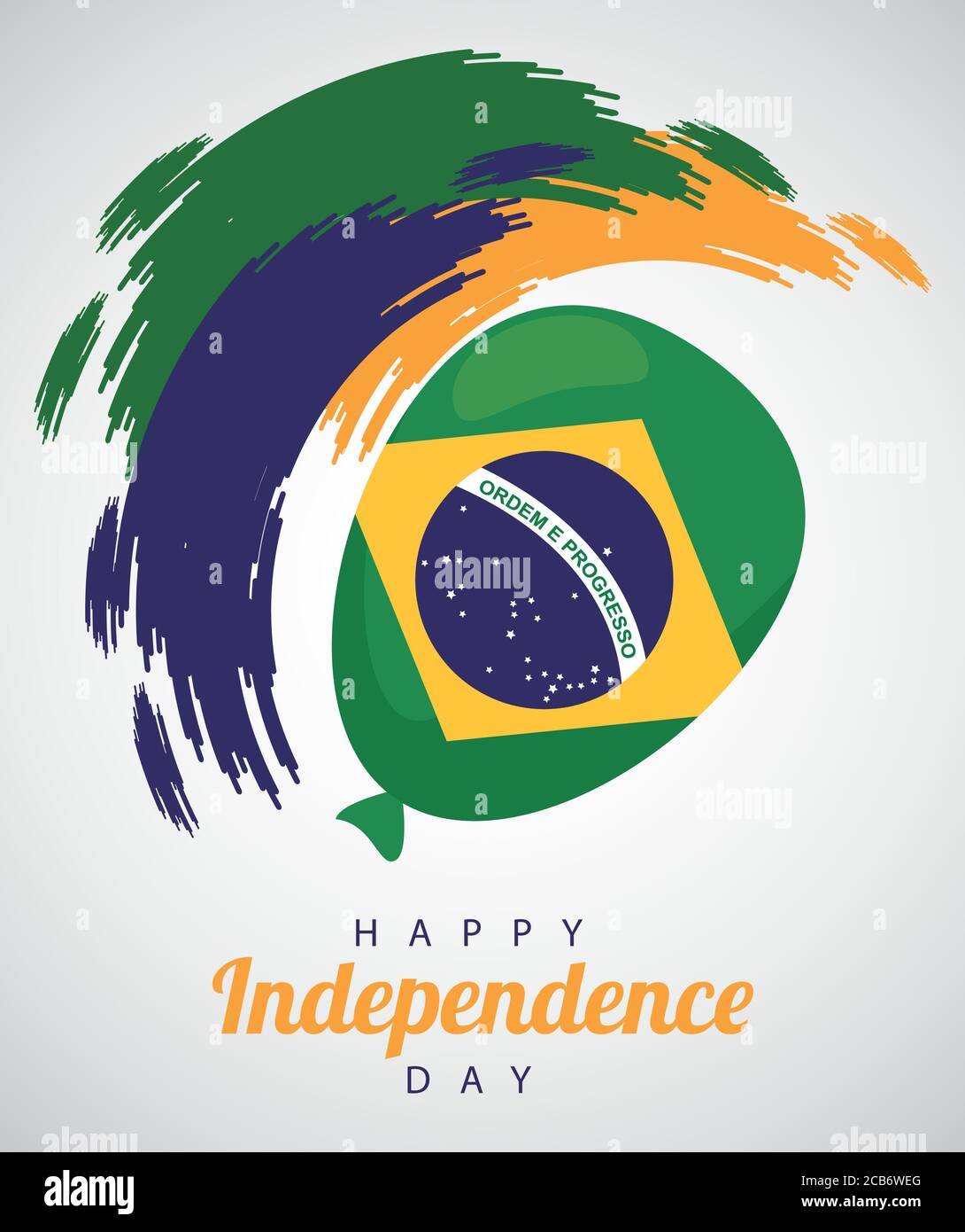 brasile felice giornata indipendente con bandiera e palloncino elio galleggiante disegno di illustrazione vettoriale Illustrazione Vettoriale