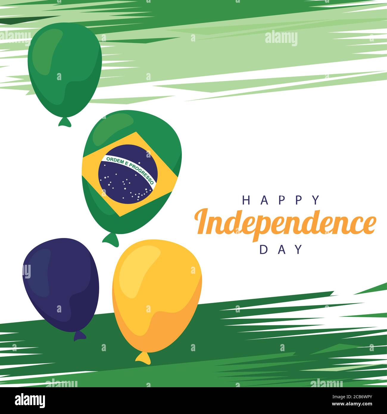 brasile felice festa indipendente giorno con bandiera e palloncini elio disegno di illustrazione vettoriale Illustrazione Vettoriale