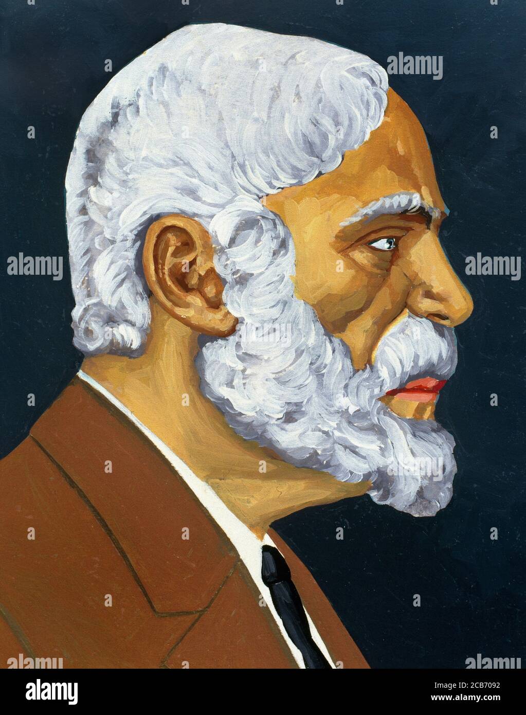Antonio Gaudi (1852-1926). Architetto catalano. Il più grande esponente del Modernismo Catalano. Dipinto ad acquerello dell'illustratore spagnolo Francisco Fonollosa (fine XX secolo). Foto Stock