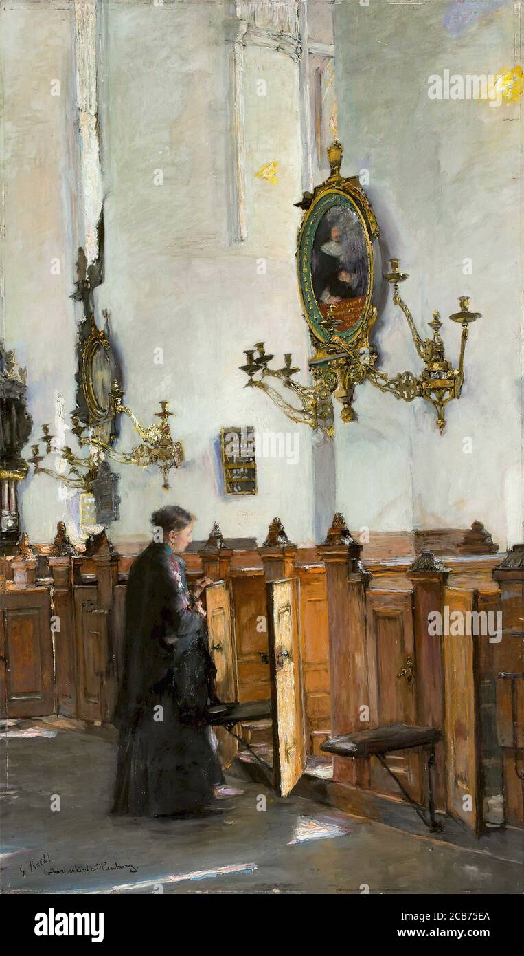 Kuehl Gotthardt Johann - a Der St Katharinenkirche ad Amburgo - Scuola tedesca - 19 ° secolo Foto Stock