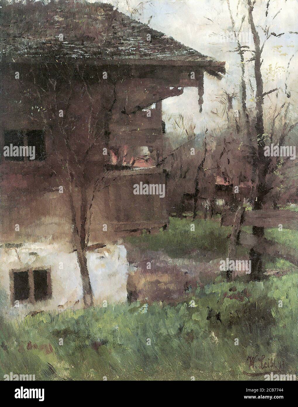 Leibl Wilhelm - Bauernhausgarten - Scuola tedesca - XIX secolo Foto Stock