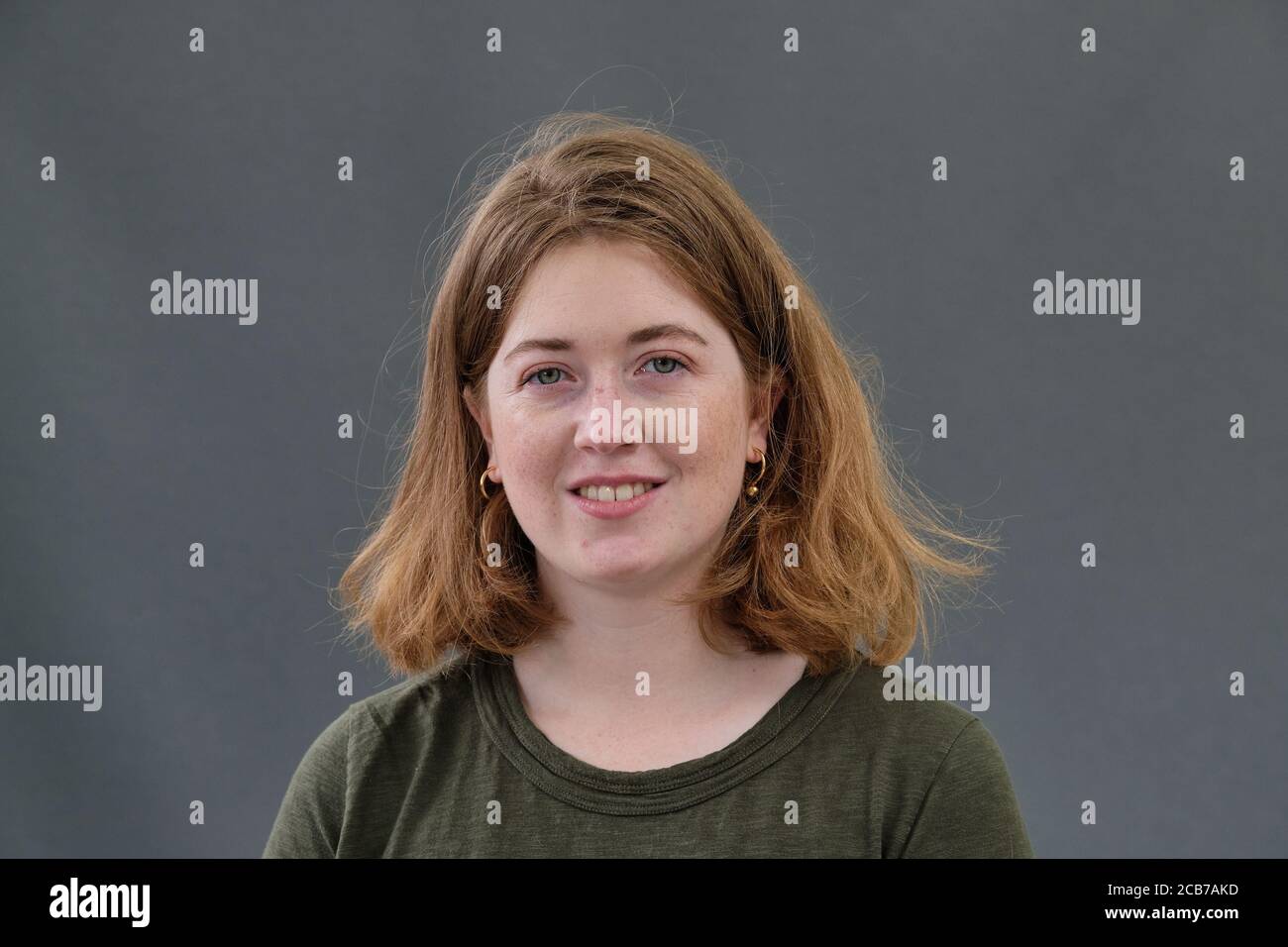 La romanziera e medievalista inglese Fiona Mozley assiste ad una fotocellula Il Festival Internazionale del Libro di Edimburgo 2018 Foto Stock