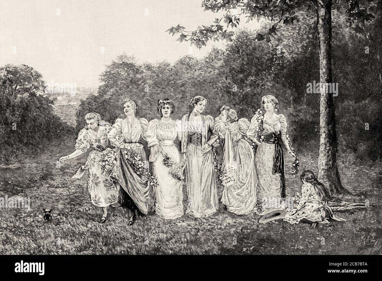 Mostra del Champ de Mars 1893 a Parigi. Fiori primaverili, dipinti di Jean-Baptiste Bethune (Kortrijk, 1821 – Marke, 1894) è stato un architetto, artigiano, designer e pittore belga del XIX secolo. Belgio, Europa. Antico XIX secolo inciso illustrazione da la Ilustracion Española y americana 1894 Foto Stock