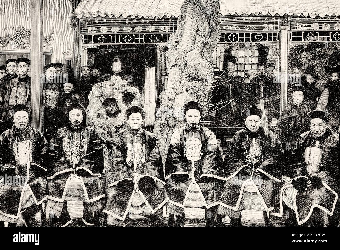 Zongli Yamen, organo governativo incaricato della politica estera della Cina imperiale. Prima guerra sino-giapponese. Antico XIX secolo inciso illustrazione da la Ilustracion Española y americana 1894 Foto Stock