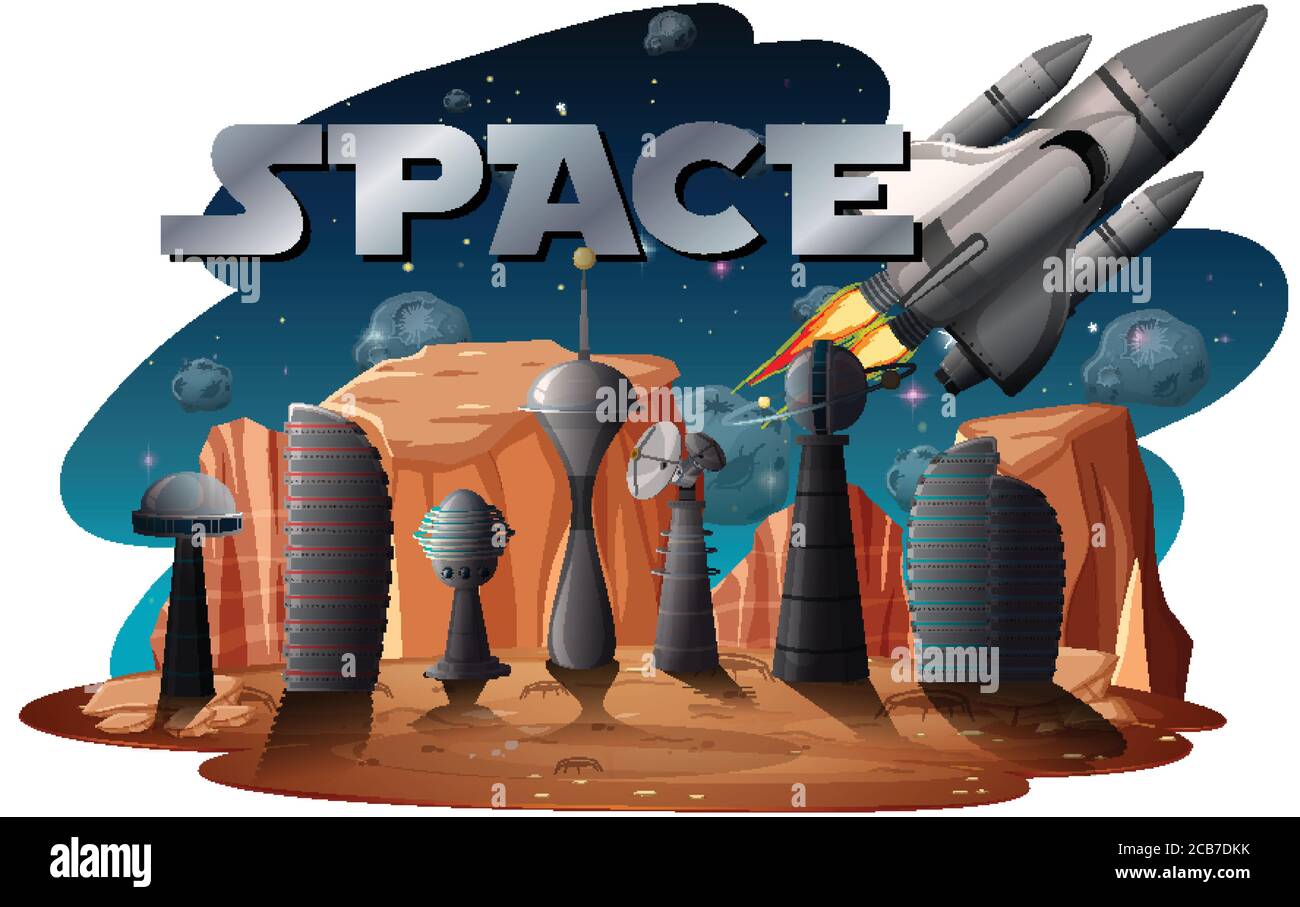 Un'illustrazione di sfondo della scenografia spaziale Illustrazione Vettoriale